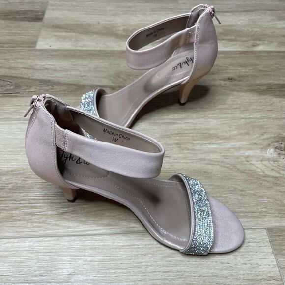 Style & Co Women's Blush/Silver Ankle Strap Phillyis Evening Shoe Sandals sz 7 - Picture 5 of 8